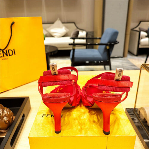 High Quality Luxury Fendi Flocked Embroidered Pointed Toe Sandals – Style 62579 product detail