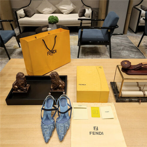 High Quality Luxury Fendi Flocked Embroidered Pointed Toe Sandals – Style 19635 product detail