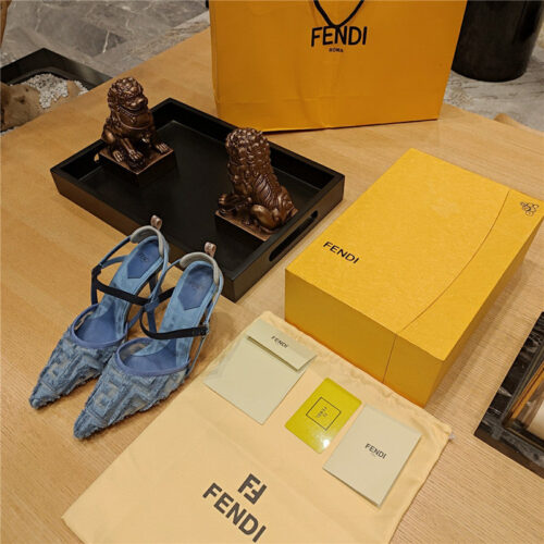 High Quality Luxury Fendi Flocked Embroidered Pointed Toe Sandals – Style 19635 alternate view