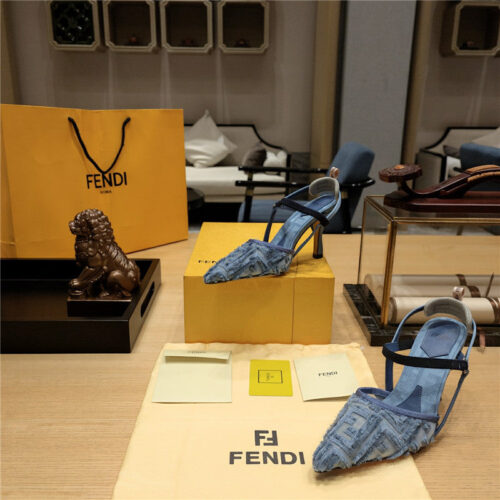 High Quality Luxury Fendi Flocked Embroidered Pointed Toe Sandals – Style 19635 product detail