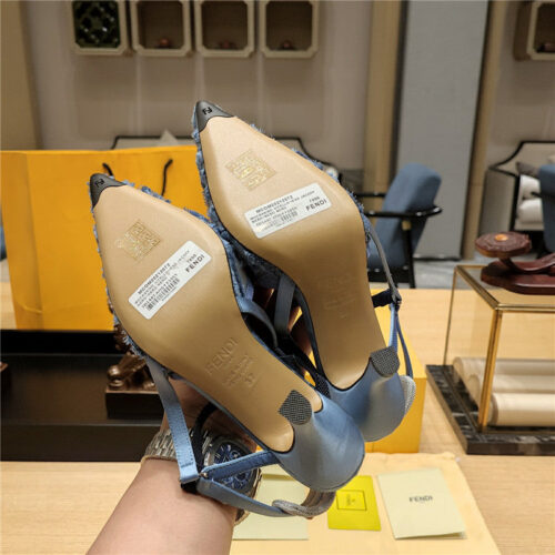 High Quality Luxury Fendi Flocked Embroidered Pointed Toe Sandals – Style 19635 product detail