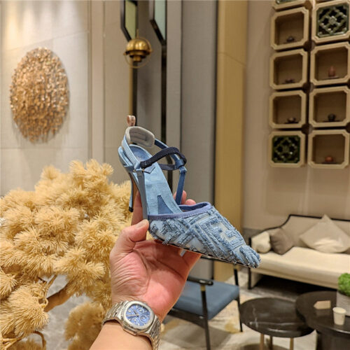 High Quality Luxury Fendi Flocked Embroidered Pointed Toe Sandals – Style 19635 product detail