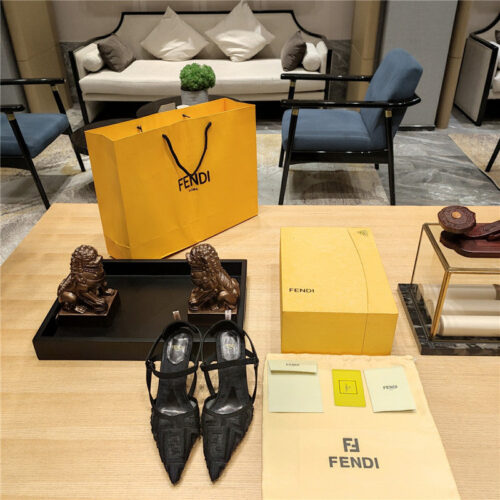 High Quality Luxury Fendi Flocked Embroidered Pointed Toe Sandals – Style 47315 product detail