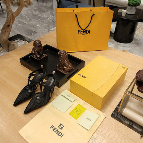 High Quality Luxury Fendi Flocked Embroidered Pointed Toe Sandals – Style 47315 alternate view