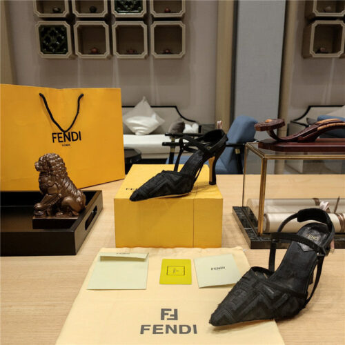 High Quality Luxury Fendi Flocked Embroidered Pointed Toe Sandals – Style 47315 product detail