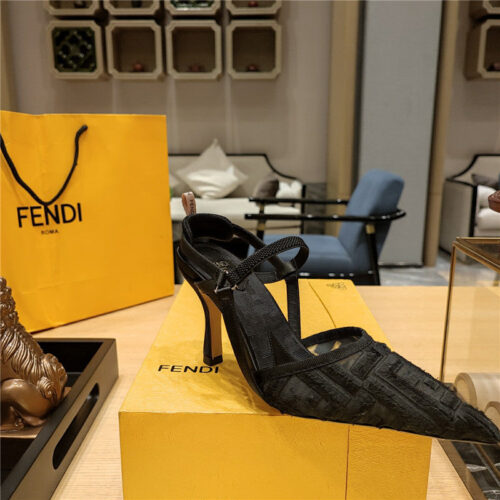 High Quality Luxury Fendi Flocked Embroidered Pointed Toe Sandals – Style 47315 product detail