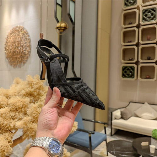High Quality Luxury Fendi Flocked Embroidered Pointed Toe Sandals – Style 47315 product detail