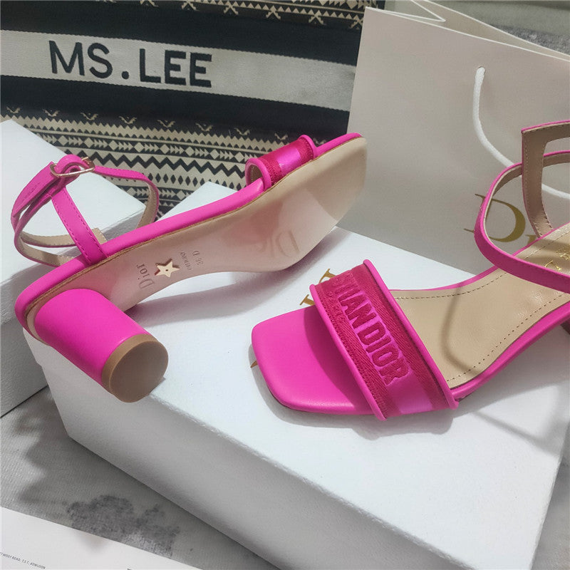 High Quality Luxury Dior Square Toe High Heel Sandals product detail