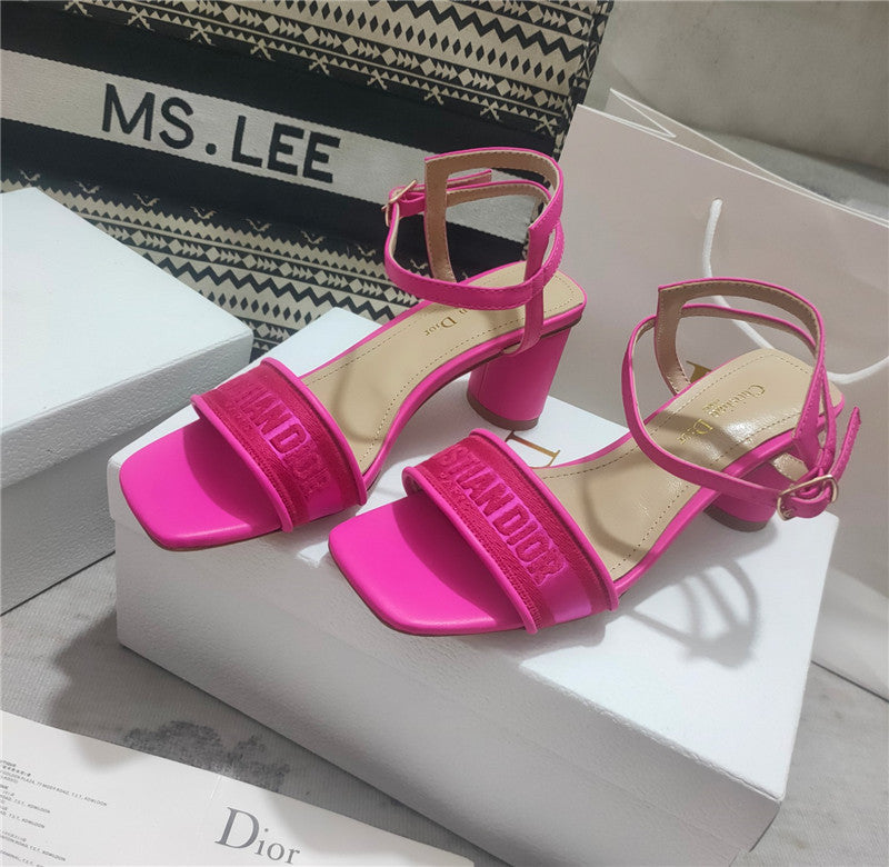 High Quality Luxury Dior Square Toe High Heel Sandals product detail