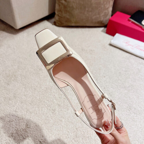High Quality Luxury Roger Vivier Square Buckle Chunky Heel Back Sandals – Style 84980 product detail