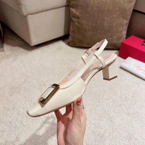 High Quality Luxury Roger Vivier Square Buckle Chunky Heel Back Sandals – Style 84980 alternate view