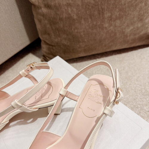 High Quality Luxury Roger Vivier Square Buckle Chunky Heel Back Sandals – Style 84980 product detail
