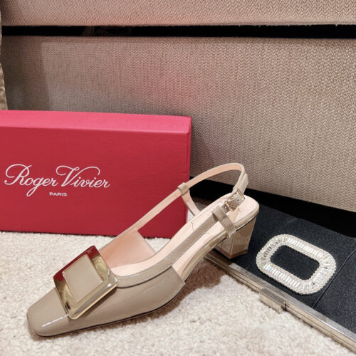High Quality Luxury Roger Vivier Square Buckle Chunky Heel Back Sandals product detail