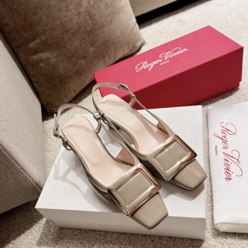 High Quality Luxury Roger Vivier Square Buckle Chunky Heel Back Sandals product detail