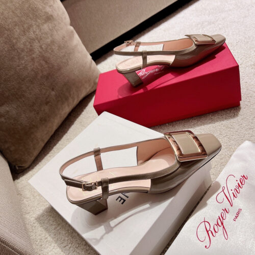High Quality Luxury Roger Vivier Square Buckle Chunky Heel Back Sandals product detail