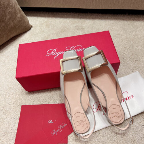 High Quality Luxury Roger Vivier Square Buckle Chunky Heel Back Sandals – Style 07572 product detail