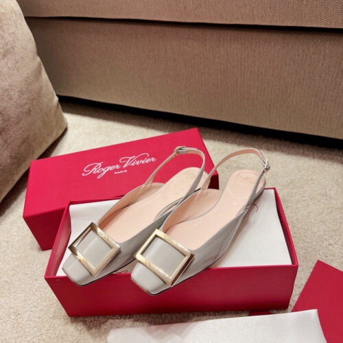 High Quality Luxury Roger Vivier Square Buckle Chunky Heel Back Sandals – Style 07572 product detail