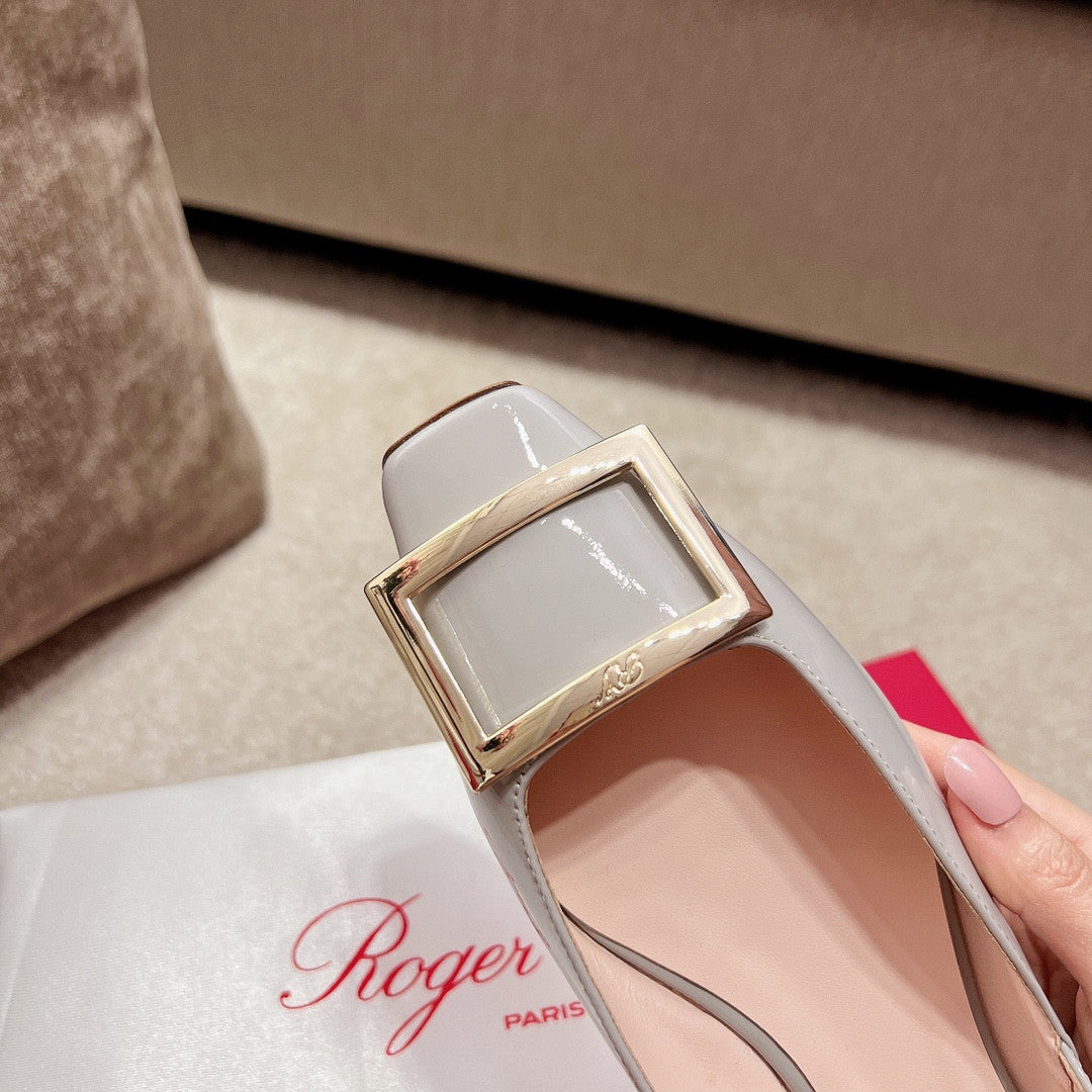 High Quality Luxury Roger Vivier Square Buckle Chunky Heel Back Sandals – Style 07572 product detail