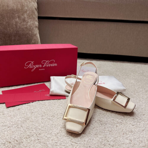 High Quality Luxury Roger Vivier Square Buckle Chunky Heel Back Sandals – Style 05876 product detail