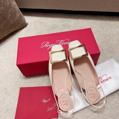 High Quality Luxury Roger Vivier Square Buckle Chunky Heel Back Sandals – Style 05876 product detail