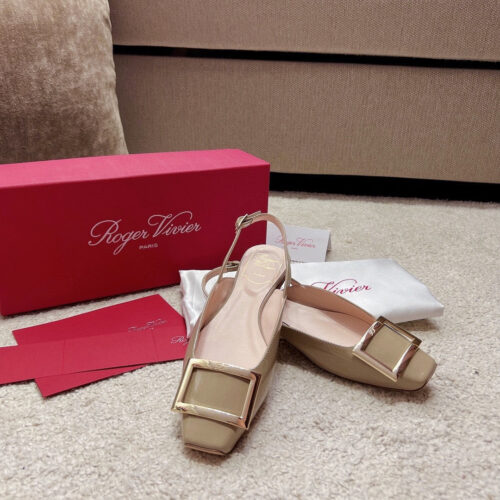 High Quality Luxury Roger Vivier Square Buckle Chunky Heel Back Sandals – Style 68020 product detail