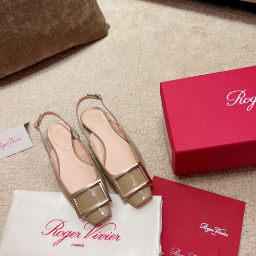 High Quality Luxury Roger Vivier Square Buckle Chunky Heel Back Sandals – Style 68020