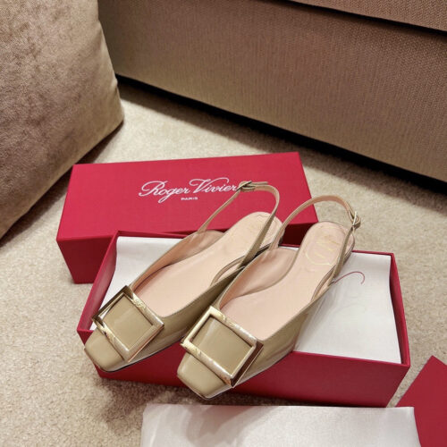 High Quality Luxury Roger Vivier Square Buckle Chunky Heel Back Sandals – Style 68020 product detail