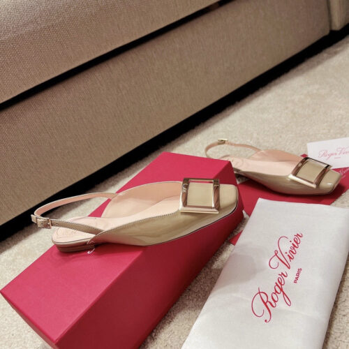 High Quality Luxury Roger Vivier Square Buckle Chunky Heel Back Sandals – Style 68020 product detail