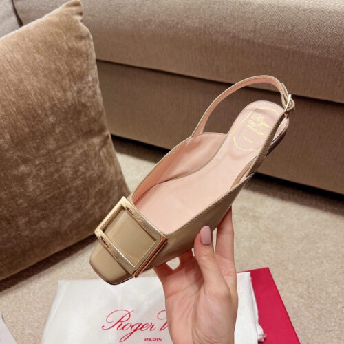 High Quality Luxury Roger Vivier Square Buckle Chunky Heel Back Sandals – Style 68020 alternate view