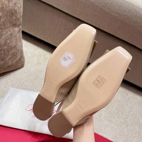 High Quality Luxury Roger Vivier Square Buckle Chunky Heel Back Sandals – Style 68020 product detail