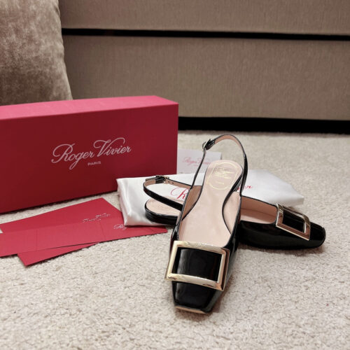 High Quality Luxury Roger Vivier Square Buckle Chunky Heel Back Sandals – Style 66324 product detail