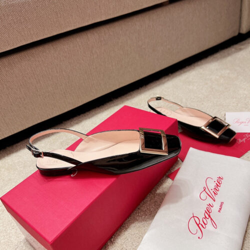 High Quality Luxury Roger Vivier Square Buckle Chunky Heel Back Sandals – Style 66324 product detail