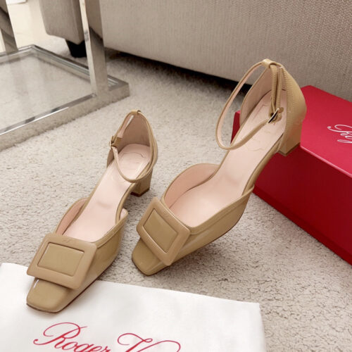 High Quality Luxury Roger Vivier Square Buckle Block Heel Strappy Sandals product detail