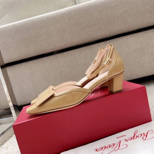 High Quality Luxury Roger Vivier Square Buckle Block Heel Strappy Sandals product detail