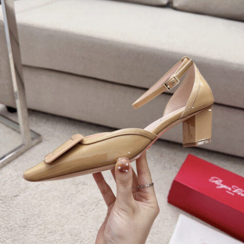 High Quality Luxury Roger Vivier Square Buckle Block Heel Strappy Sandals alternate view