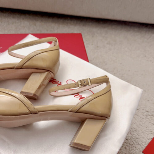 High Quality Luxury Roger Vivier Square Buckle Block Heel Strappy Sandals product detail