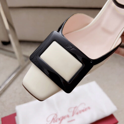 High Quality Luxury Roger Vivier Square Buckle Block Heel Strappy Sandals – Style 57300 product detail