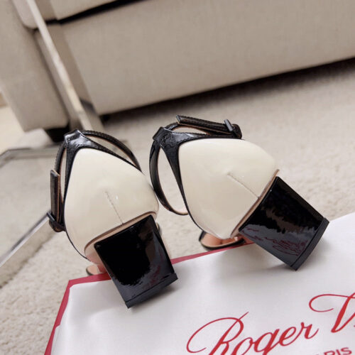 High Quality Luxury Roger Vivier Square Buckle Block Heel Strappy Sandals – Style 57300 product detail