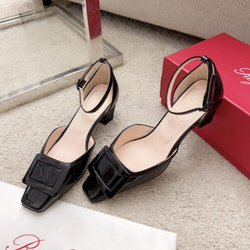 High Quality Luxury Roger Vivier Square Buckle Block Heel Strappy Sandals – Style 88372 product detail