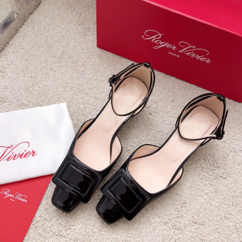 High Quality Luxury Roger Vivier Square Buckle Block Heel Strappy Sandals – Style 88372 product detail