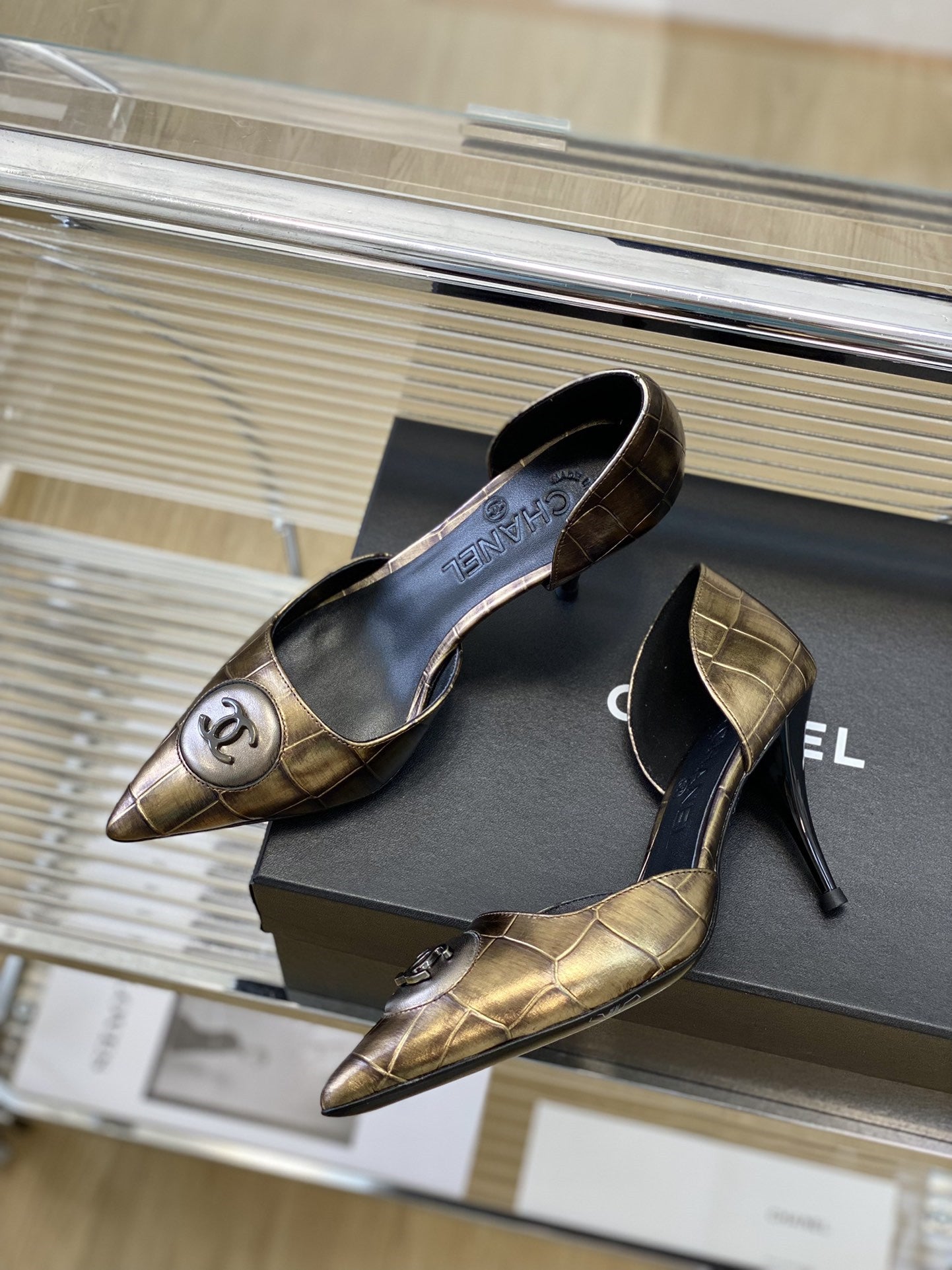 High Quality Luxury Chanel Side Empty High Heels – Style 12486 product detail