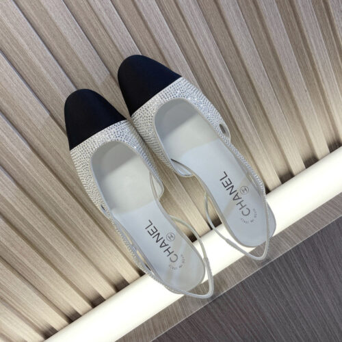 High Quality Luxury Chanel Rhinestone Thick Heel Side Empty Sandals – Style 63622 product detail