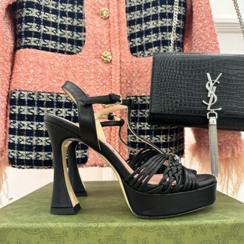 High Quality Luxury Gucci Platform Woven Strap High Heels product detail