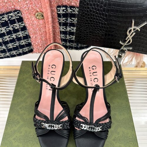 High Quality Luxury Gucci Platform Woven Strap High Heels product detail