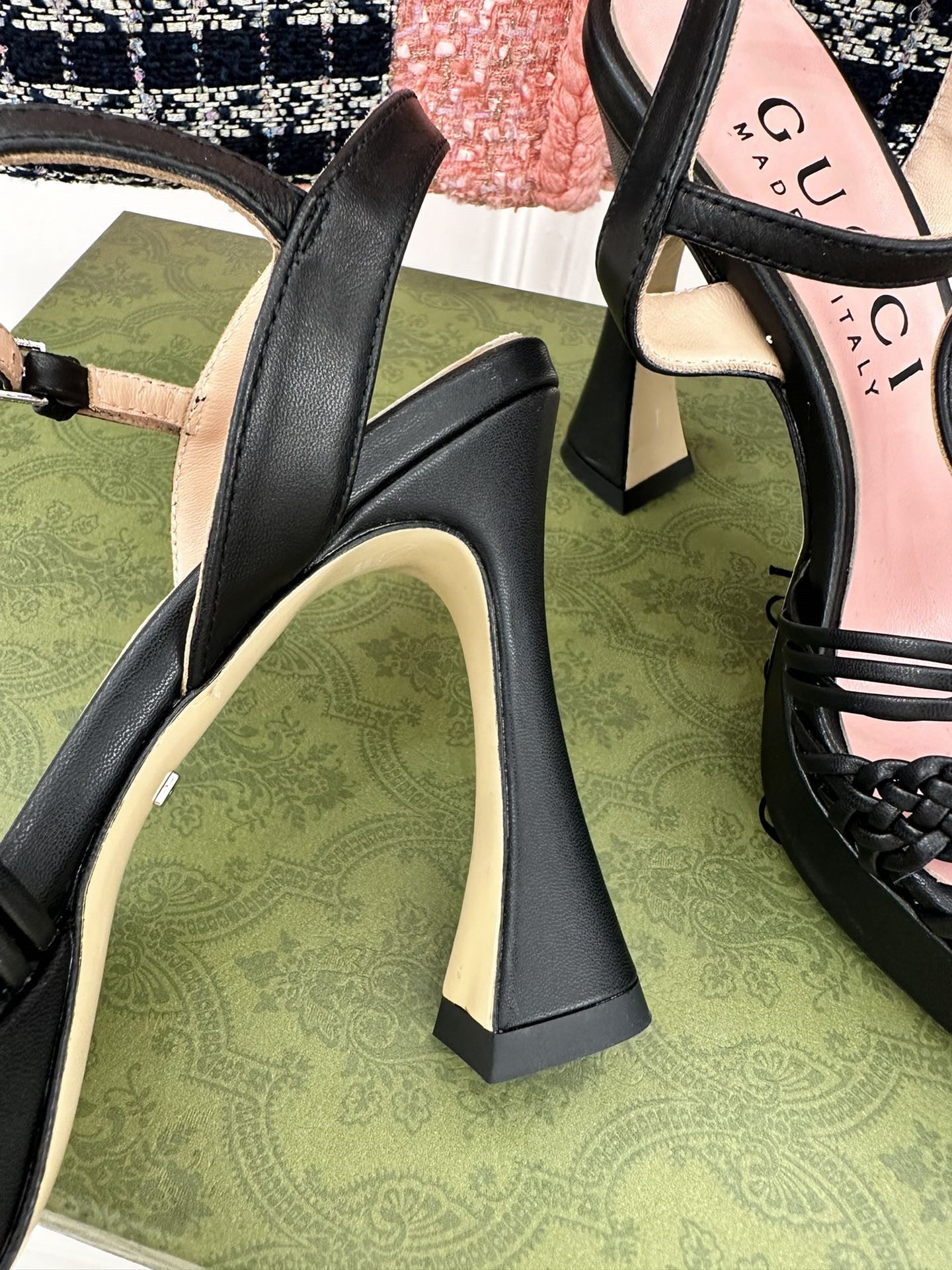 High Quality Luxury Gucci Platform Woven Strap High Heels product detail