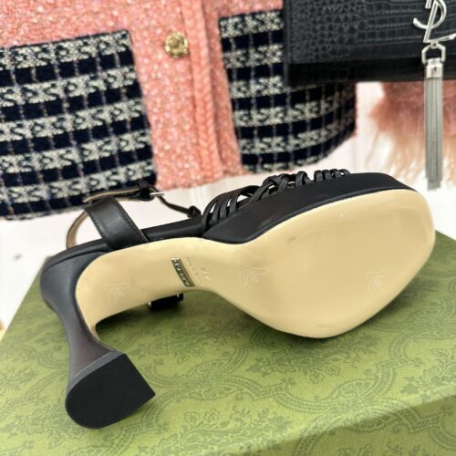 High Quality Luxury Gucci Platform Woven Strap High Heels product detail