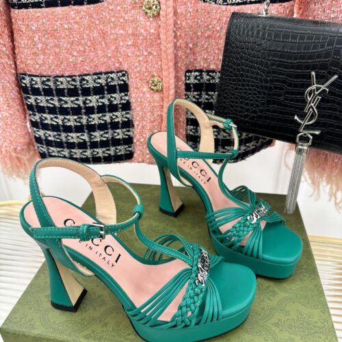 High Quality Luxury Gucci Platform Woven Strap High Heels – Style 03987