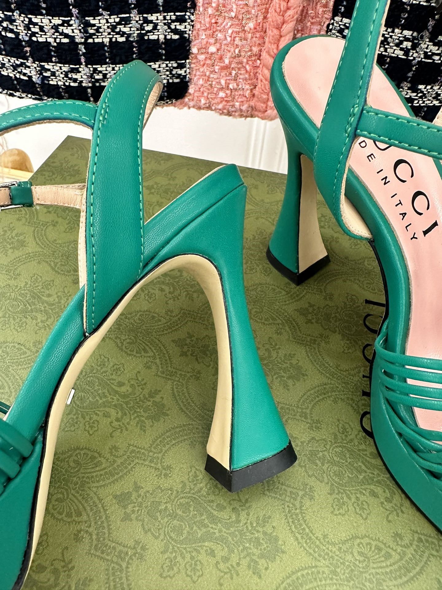 High Quality Luxury Gucci Platform Woven Strap High Heels – Style 03987 product detail