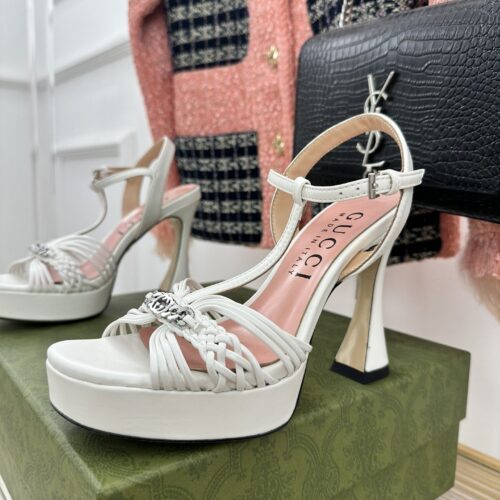 High Quality Luxury Gucci Platform Woven Strap High Heels – Style 69523 product detail