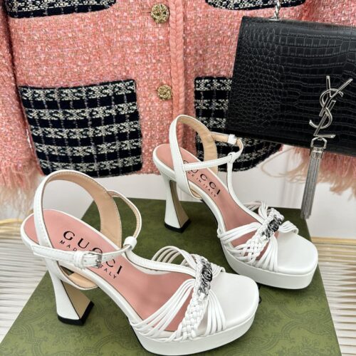 High Quality Luxury Gucci Platform Woven Strap High Heels – Style 69523
